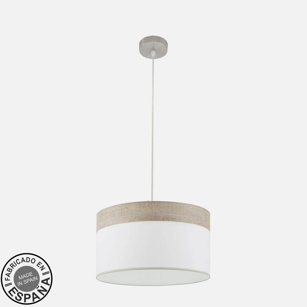 Colgante Cloe 1xe27 Niquel/blanca-madera Gris Regx40x40 cm