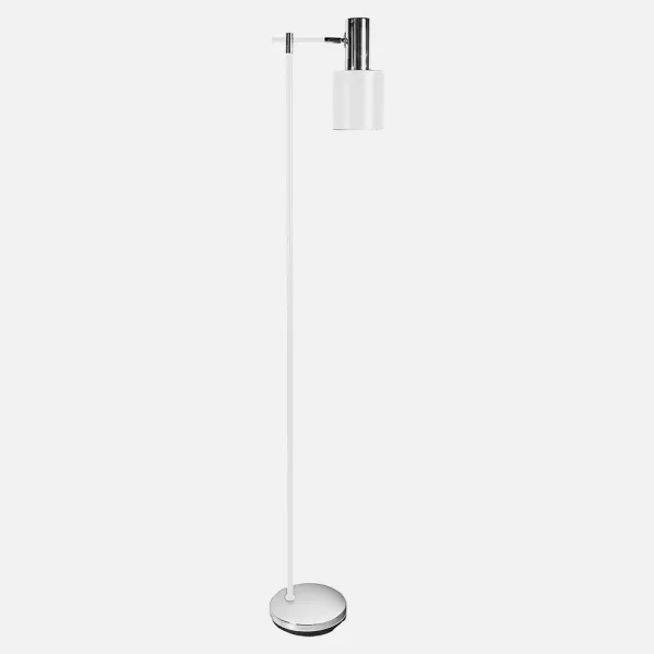 Pie De Salon Cygni 1xe27 Blanco/cromo 170x30x23 Cm Articulable Y Orientable