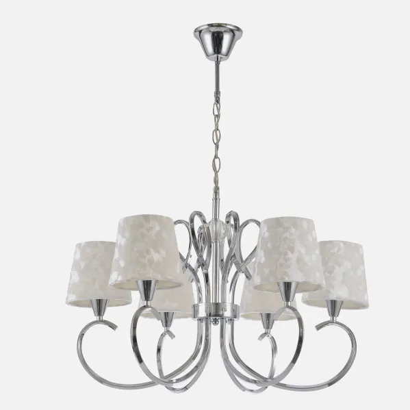 Lampara Cancun 6xe14 Cromo Pantalla Blanca 98x62x62 Cm