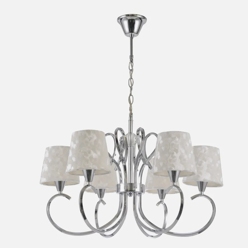 Lampara Cancun 6xe14 Cromo Pantalla Blanca 98x62x62 Cm