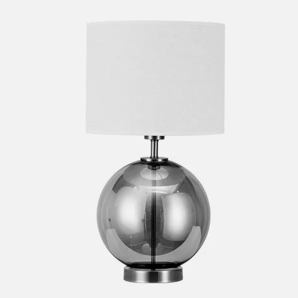 Table lamp Glass Iroko 1xe27 Smoked/chrome  C/pant White 56x30x30 Cm