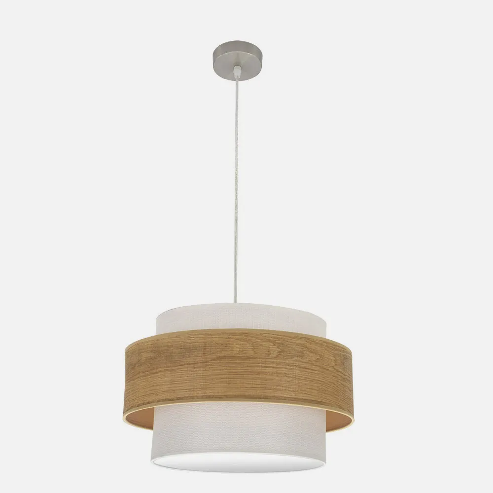 Colgante Myriam 2xe27 Níquel/madera Clara Regx50x50 Cm