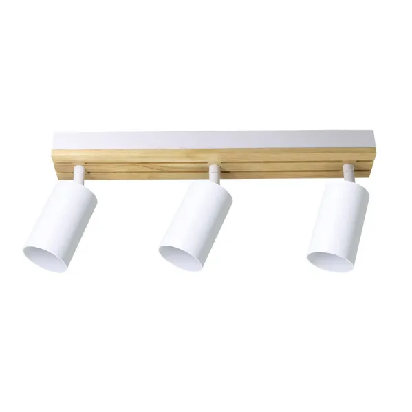 Regleta Waikato 3xgu10 Blanco/madera Orientable 16,5x38x5,5cm