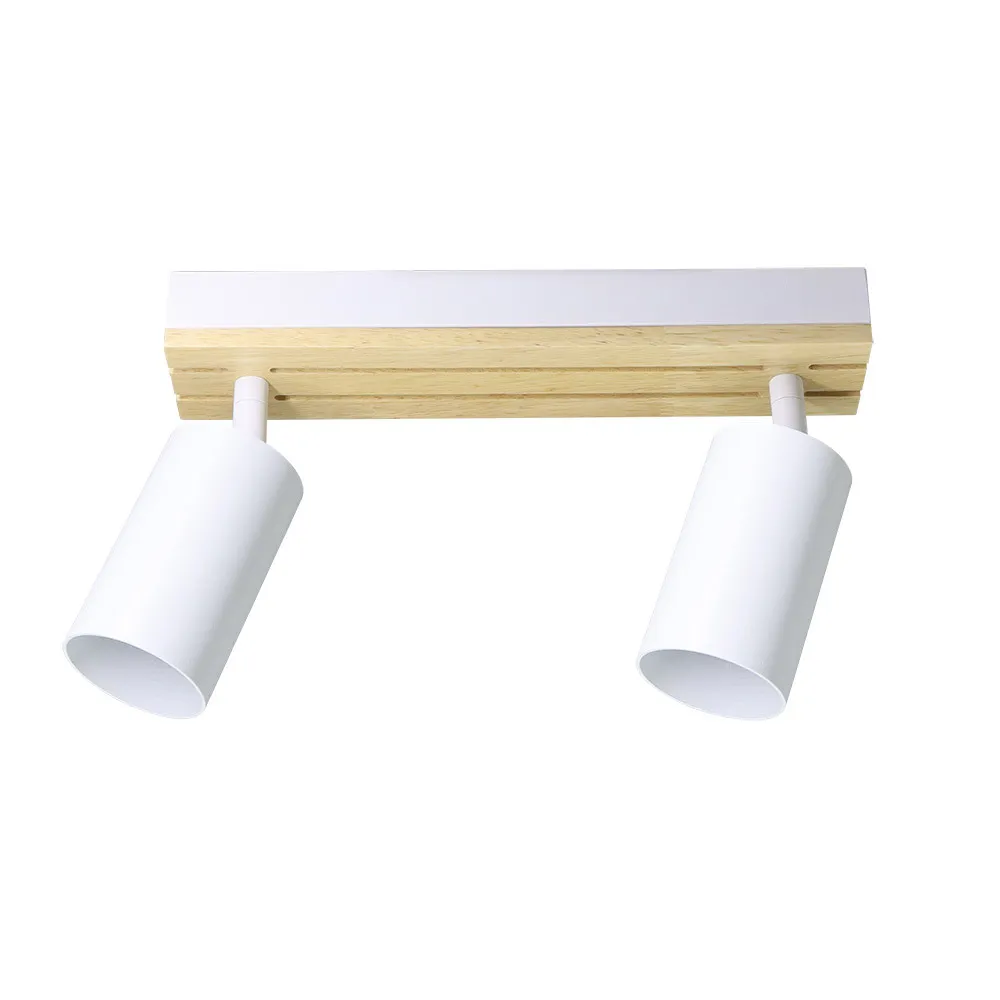 252892068 - Regleta Waikato 2xgu10 Blanco/madera Orientable 16,5x26x5,5cm