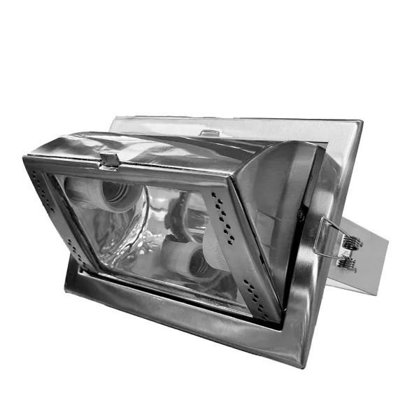 Downlight Rectangular  Recessed 2xe27 Nickel 10x21,5x14,5 Cm Cut-out 21,5x13,5cm