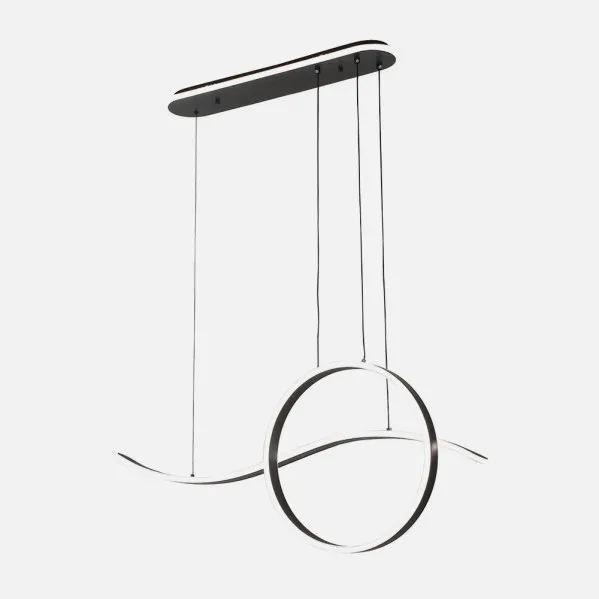 Colgante Style Negro 205w 3000-4000-6000k 17940lm  C/luz Ambiente Remoto Y Reg.intensidad Regx100x15cm