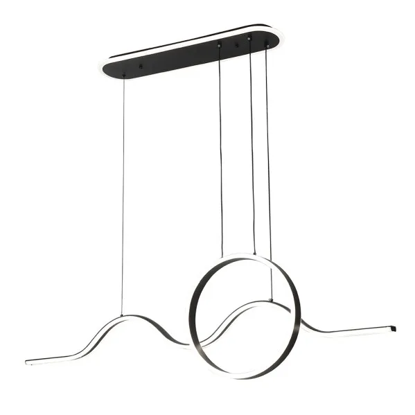 Colgante Year Negro 177w 3000-4000-6000k 15756lm  C/luz Ambiente Remoto Y Reg.intensidad Regx120x15cm