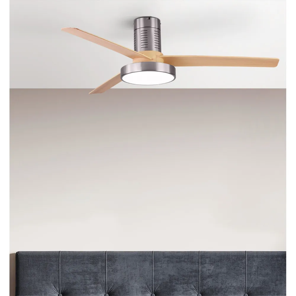 Ventilador Dc Pax 40w 3200lm Niquel 3 Aspas Haya 32x139d 3000-4000-6000k  C/remoto , Memoria Y Temporizador