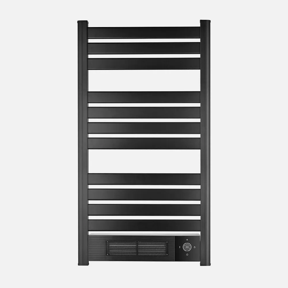 Toallero Elect.c/calefactor Ceramico Velez Negro 2000w Ptc 2modos Remoto,temporizador24h, Indicador Temperatura 102x55,5x3,8cm