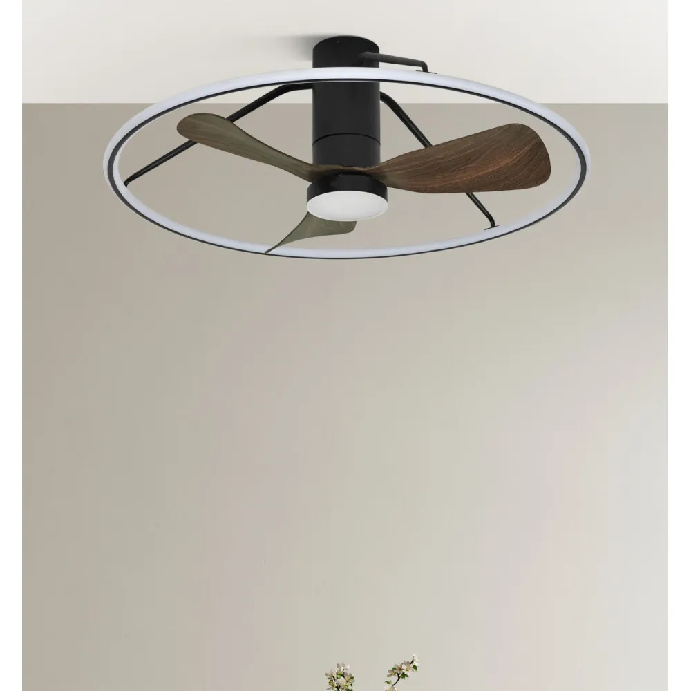 Ventilador Dc Oporto 56w Neg/marr 3asp.84d 5600lm 3000-4000-6000k 6vel Remot,tempo,3int.rg