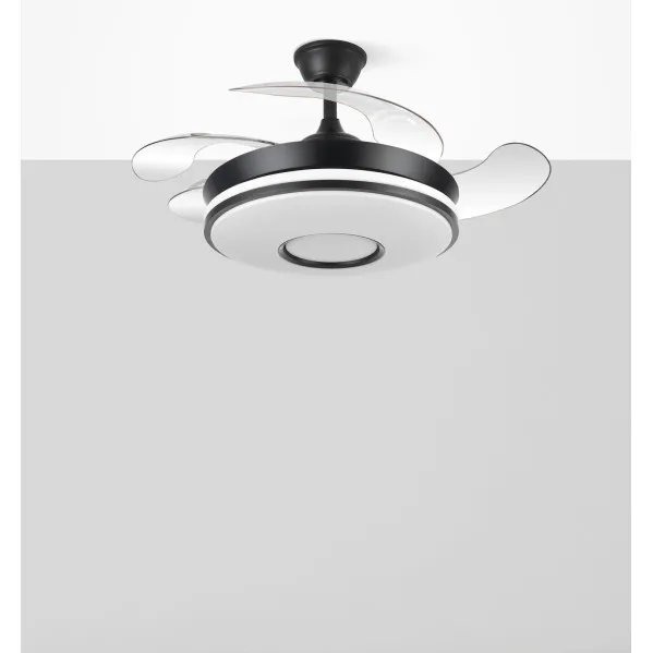 Ventilador Dc Dani 48w 4800lm Negro 3aspas 6velocidades 91d  3000-4000-6000k Remoto+memoria+temporizador 