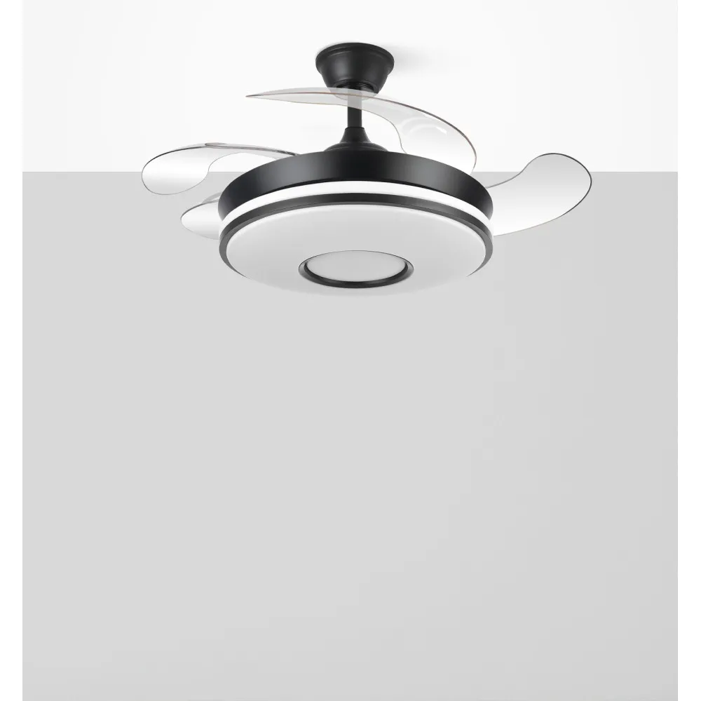 Ventilador Dc Dani 48w 4800lm Negro 3aspas 6velocidades 91d  3000-4000-6000k Remoto+memoria+temporizador 