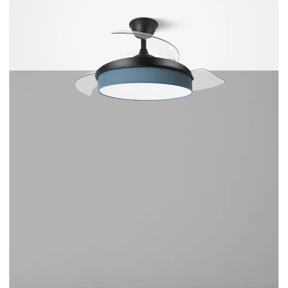 Ventilador Dc Moda 72w Negro/azul 91d 3aspas 7200lm 3000-4000-6000k Remoto+ Memoria+ Temporizador