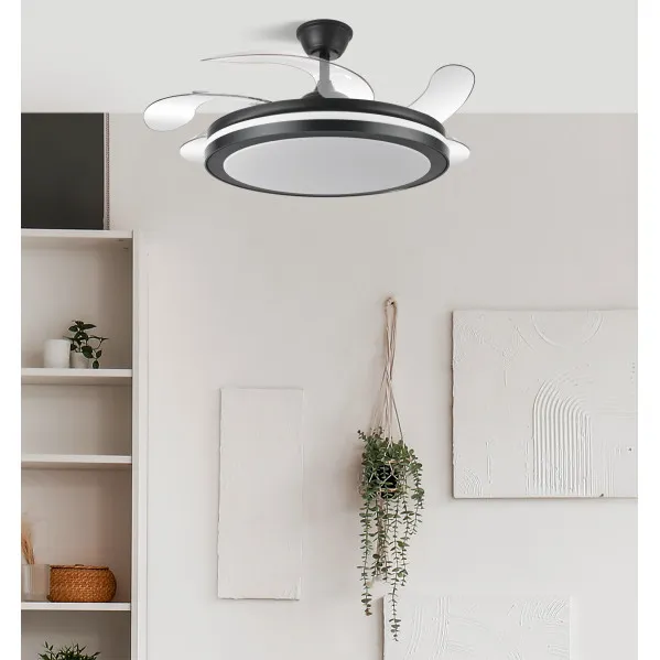 Ventilador Dc Esparta Maxi 80w 10255lm Negro 132d 5asp 3000-4000-6000k Remoto+temporizador+memoria