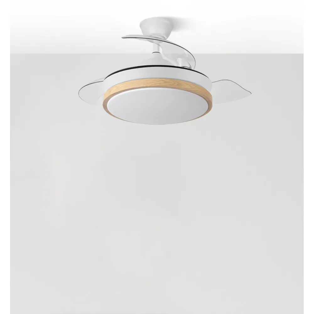 Ventilador Dc Evros Blanc/hay 72w 6120lm 91d 3aspas Desplegables 3000-4000-6000k Remoto, Temporizador, Memoria