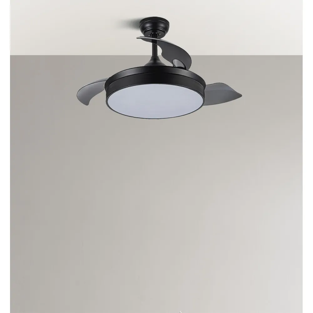 Ventilador Dc Cala Negro 48w 4800lm 3asp.desp 91d 6 Velocidades 3000-4000-6000k Remoto+temporiza+memoria