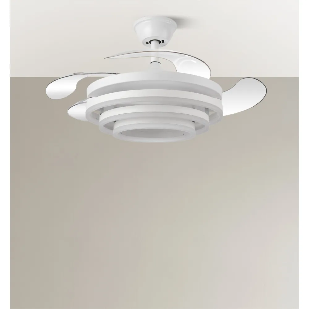 Ventilador 72w Dc Kai Blanco 3 Aspas Transp. 6 Vel. 3 Colores  43/58x50/107 C/remoto,memoria Y temp. 6120lm