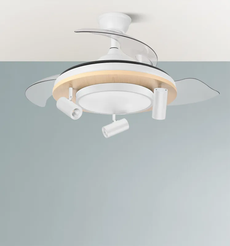 Ventilador Dc Gladiator 37+15w Blanco/haya 3asp.107d 3980lm 3000-4500-6500k Remoto+memoria+temporizador