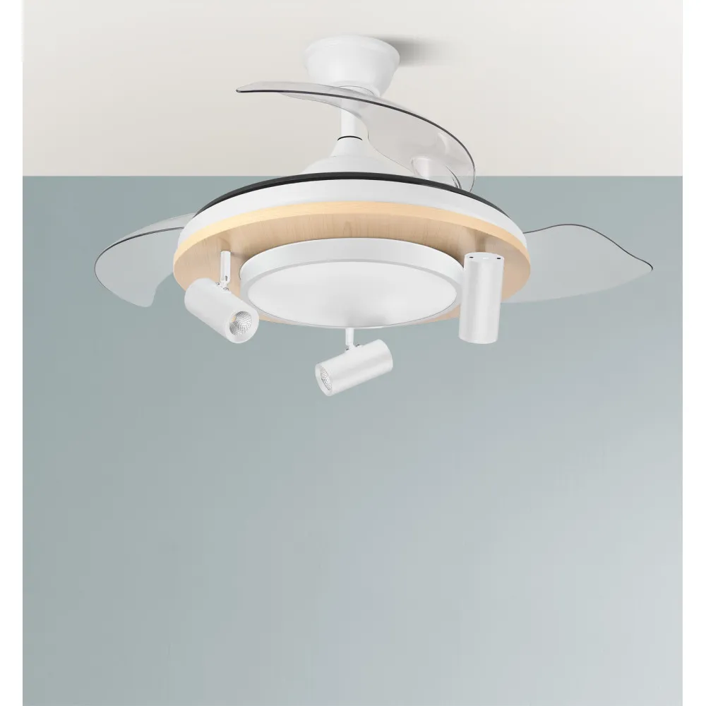 Ventilador Dc Gladiator 37+15w Blanco/haya 3asp.107d 3980lm 3000-4500-6500k Remoto+memoria+temporizador