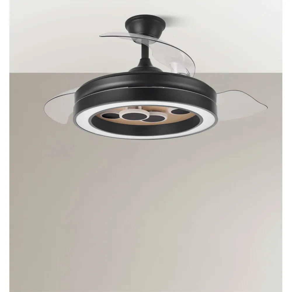 Ventilador Dc Cupido 55w Negro/madera 3asp.107d 4960l 3000-4500-6500k Reg.intensidad+remoto+memoria+temporizador