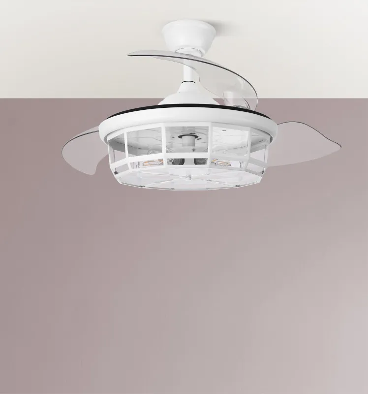 Ventilador Dc Tornado Blanco 5xe27 107d 3aspas Desplegables 6velocidades C/remoto Y Temporizador