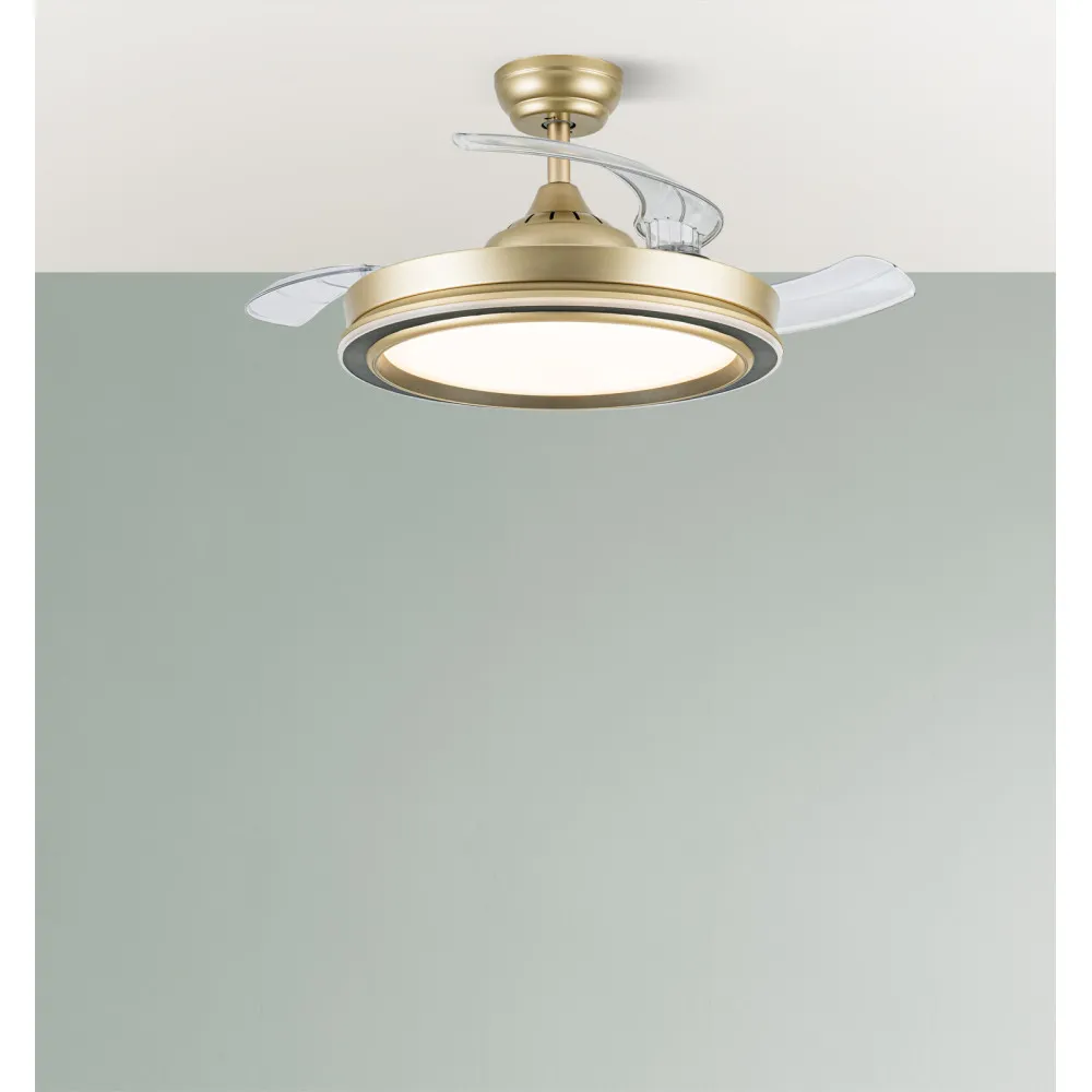 Ventilador Dc Picolo 72w 6226lm Oro/negro 3 Asp  Desp. 106d 3000-4000-6500k Remoto, Memoria, Temporizador