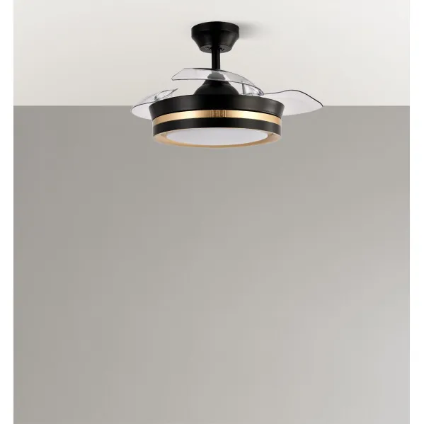 Fan Dc Viper Black/gold 48w 3sails 91d 4800lm 6vel 3000k,4500k,6000k, Remot+timer+memory