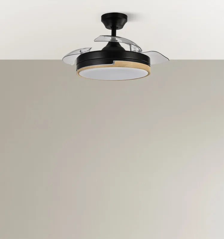 Ventilador Dc 48w Olimpia Negro/madera 3aspas 91d 4800 Lm 6vel 3000k,4500k,6000k, remoto+temporizador+memoria