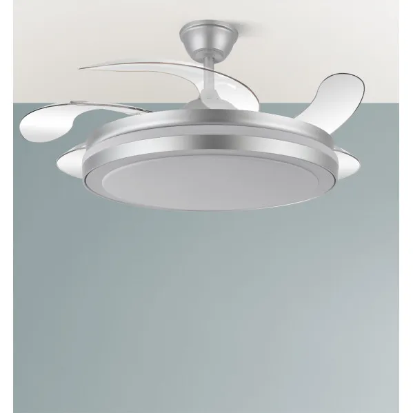 Ventilador Dc Esparta Maxi 80w 10255lm Plata 132d 5asp 3000-4000-6000k Remoto+temporizador+memoria