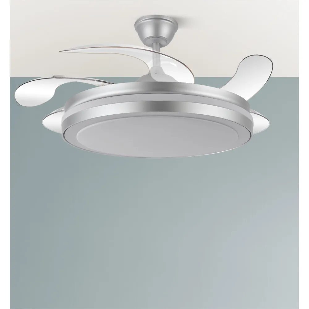 Ventilador Dc Esparta Maxi 80w 10255lm Plata 132d 5asp 3000-4000-6000k Remoto+temporizador+memoria