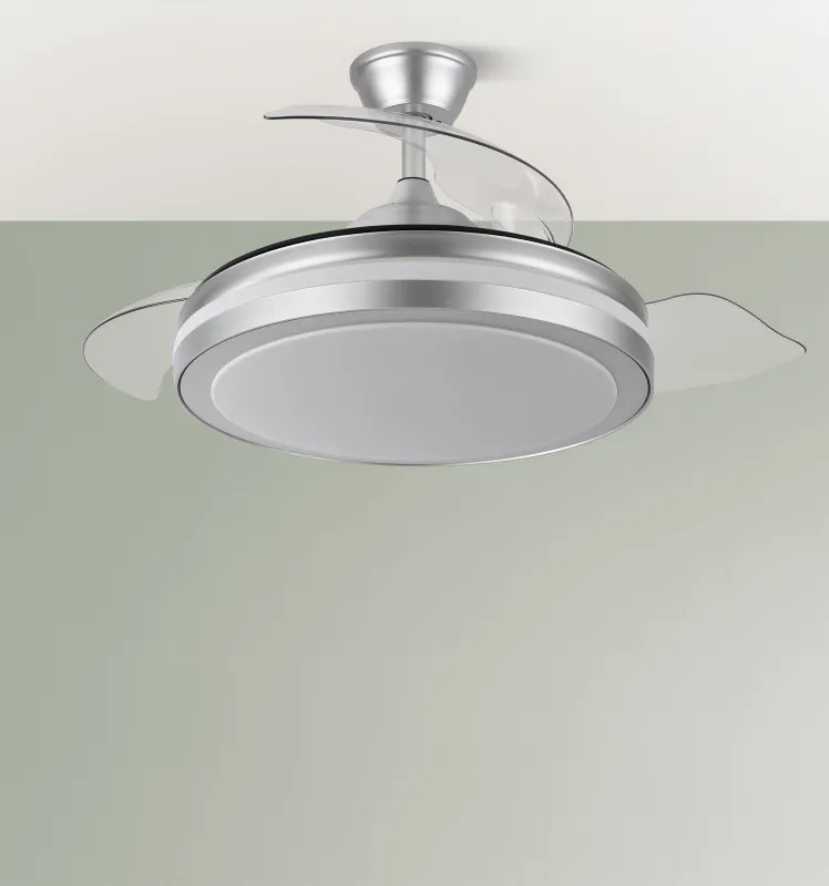 Ventilador Dc Esparta Plus 72w 6120lm Plata 107d 3aspas Desp.3000-4000-6000k Remoto+ Temporizador+ Memoria