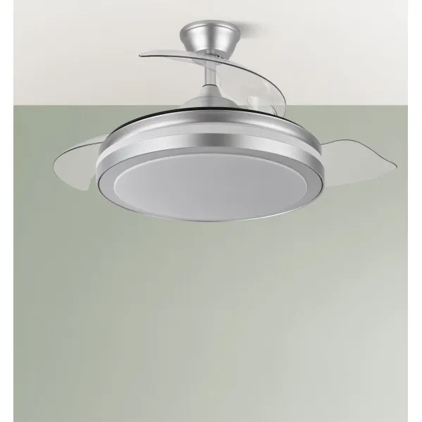 Ventilador Dc Esparta Plus 72w 6120lm Plata 107d 3aspas Desp.3000-4000-6000k Remoto+ Temporizador+ Memoria
