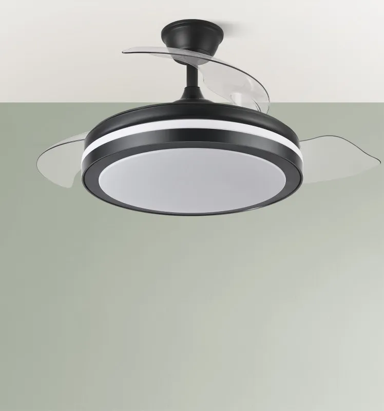 Ventilador Dc Esparta Plus 72w 6120lm Negro 107d 3aspas Desp.3000-4000-6000k Remoto+ Temporizador+ Memoria