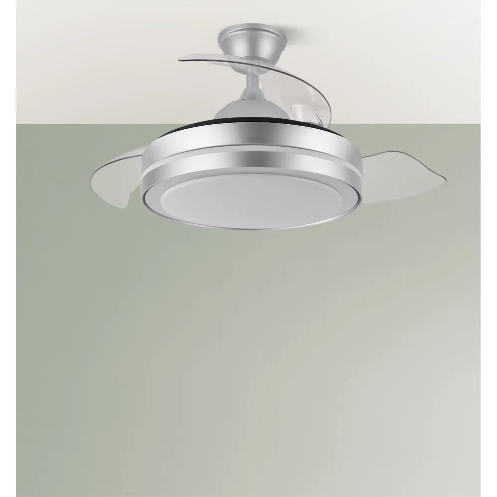 Ventilador Dc Esparta Peque 44w 5182lm Plata 72d 3asp 3000-4000-6000k Remoto+temporizador+memoria