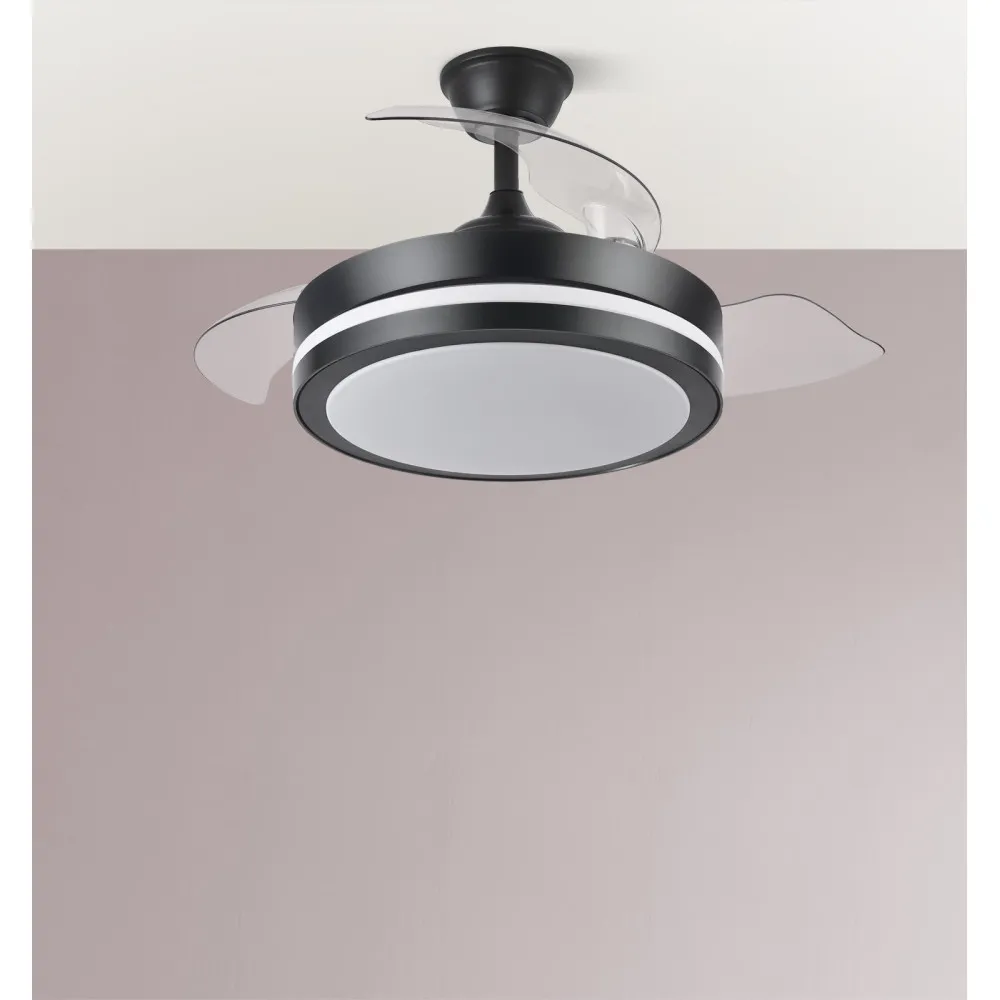 Ventilador Dc Esparta Peque 44w 5182lm Negro 72d 3asp 3000-4000-6000k Remoto+temporizador+memoria
