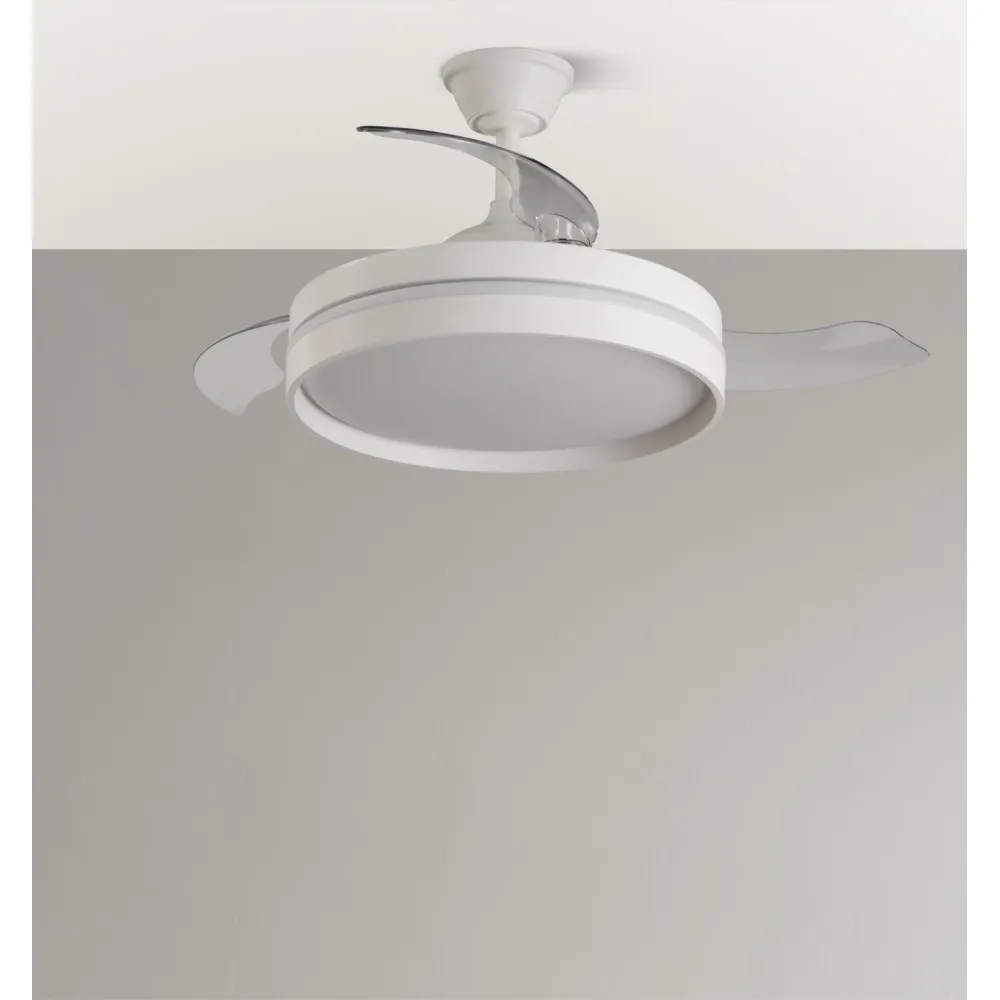 Ventilador Dc Mandarin Blanco 72w 3aspas 108d Reg.intensidad 7200lm 3000-4000-6500k Remoto+memoria+temporizador