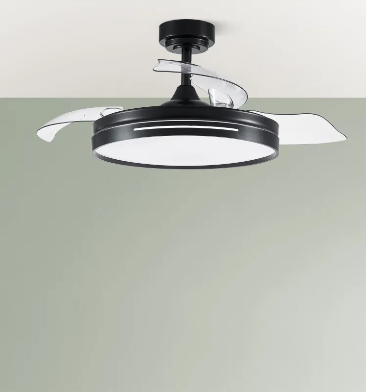Ventilador DC 72w Micenas Negro 3 Aspas 108d  6 Veloc. 7200lm 3 Colores C/remoto, Memoria Y Temporizador  24