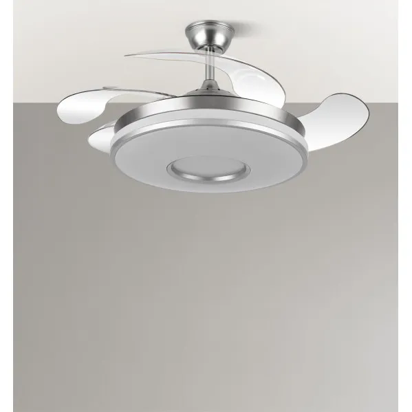 Fan Dani 59w 6980lm Nickel 4 Sails Pull-out 6 Speeds 106d 3000-4200-6500k Remote, Reg.int, Memori And Tempor