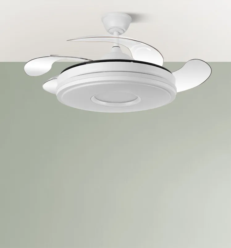 Ventilador Dc Dani 59w 6980lm Blanco 4aspas 6velocidades 107d 3000-4000-6000k Remoto+Reg.Intensidad+memoria+temporizador 24