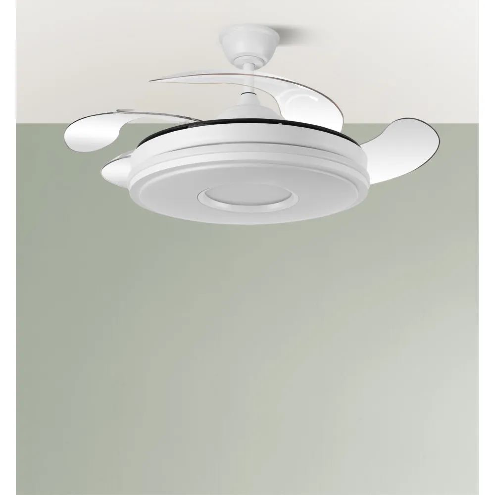Ventilador Dc Dani 59w 6980lm Blanco 4aspas 6velocidades 107d 3000-4000-6000k Remoto+Reg.Intensidad+memoria+temporizador 24