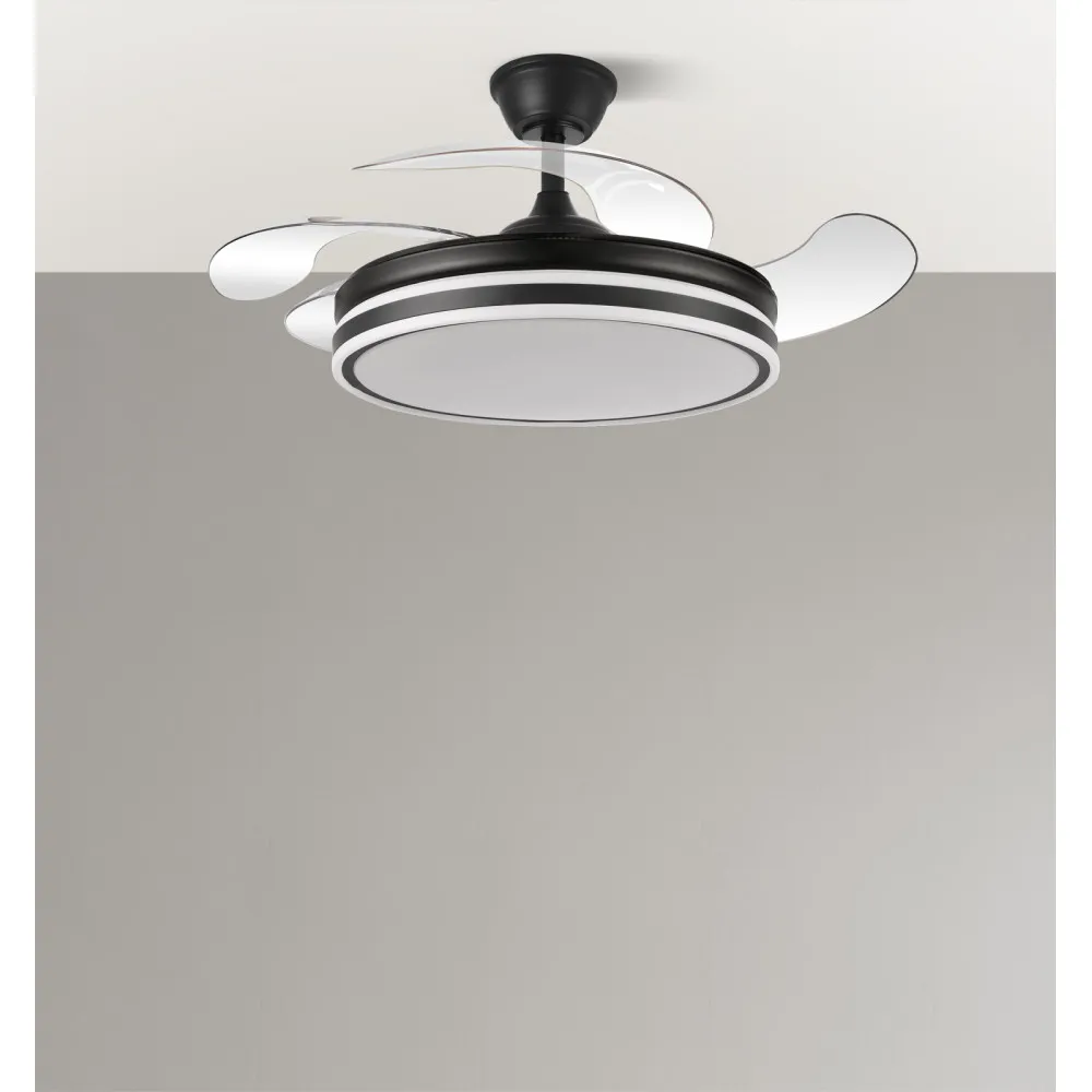 Ventilador Bayomo 72w 6120lm Negro 3 Aspas Desp. 32/47x49/108d.3 Color.motor Dc.remoto