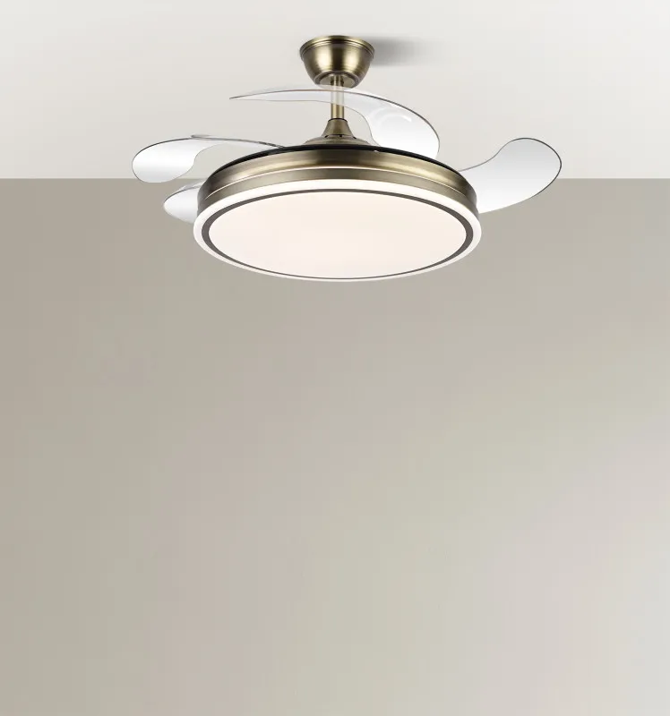 Ventilador Bayomo 59w 6980lm Cuero 4 Aspas Desp. 34,5/42x50/107d.3 Color, Dc.remoto+Reg.Intensidad