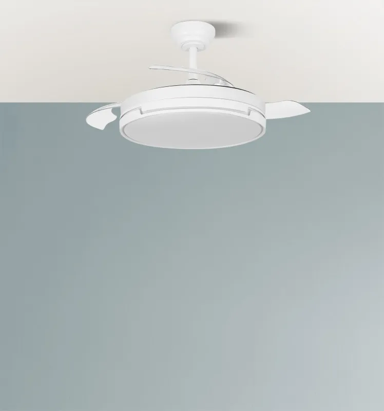 Ventilador Dc Papiro Mini 59w Blanco 3aspas desp. 91d 6980lm 3000k,4000k,6000k Remoto+ Memoria+ Temporizador