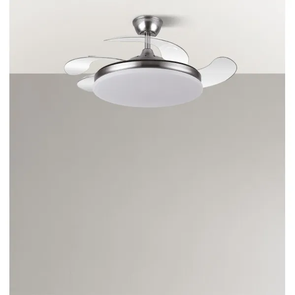 Fan Dc Tridente 59w Nickel 4sails Desp.107d 6980lm Reg.Remote intensity+timer+memory 3000-4000-6000k