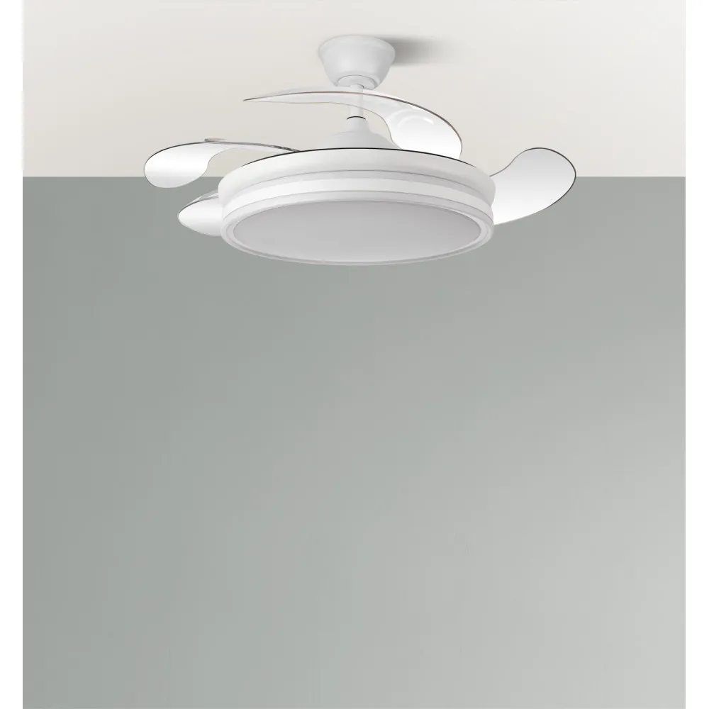Ventilador Bayomo 59w 6980lm Blanco 4 Aspas Desp. 34,5/42x50/107 D.3 Color. Dc.remoto+Reg.Intensidad