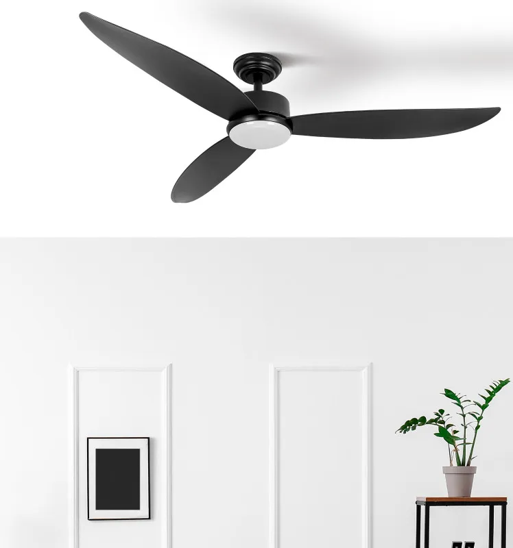Ventilador Dc Genil 24w Negro 3aspas 6vel 132d 2424lm 3000-4000-6500k Remoto+temporizador+memoria