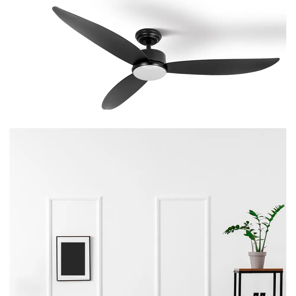 Ventilador Dc Genil 24w Negro 3aspas 6vel 132d 2424lm 3000-4000-6500k Remoto+temporizador+memoria