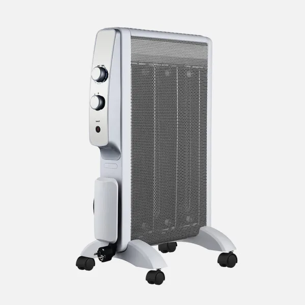 Radiador De Mica Abrigo 1500w 3elem Blanco/plata 2pot Antivuelco,luz Indicadora Termost.regulable 61,5x47x26,5cm