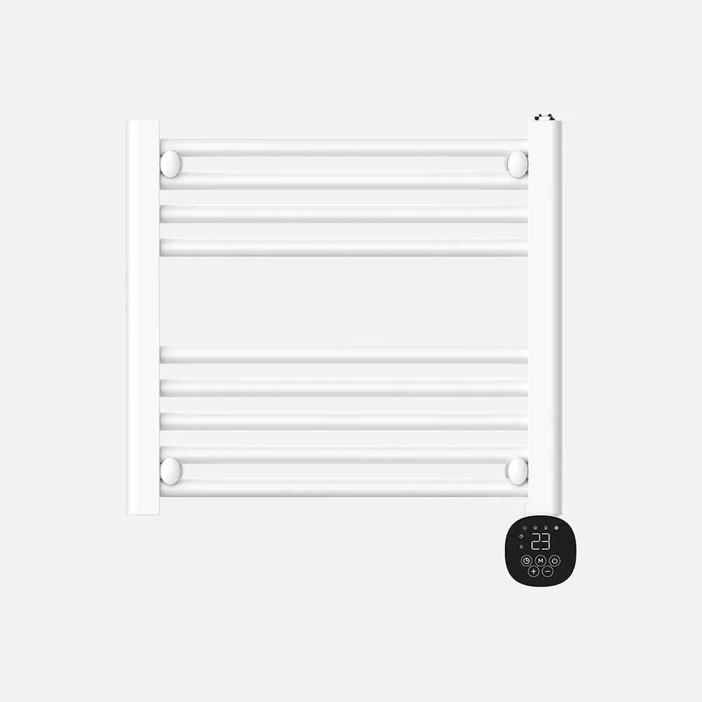250303001 - Electric Towel Rail Scuti White 300w 3 modes Touch Display Anti-ice Timer 54x52x9cm