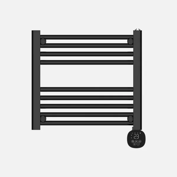 Electric Towel Rail Scuti Black 300w 3 modes Touch Display Anti-ice Timer 54x52x9cm